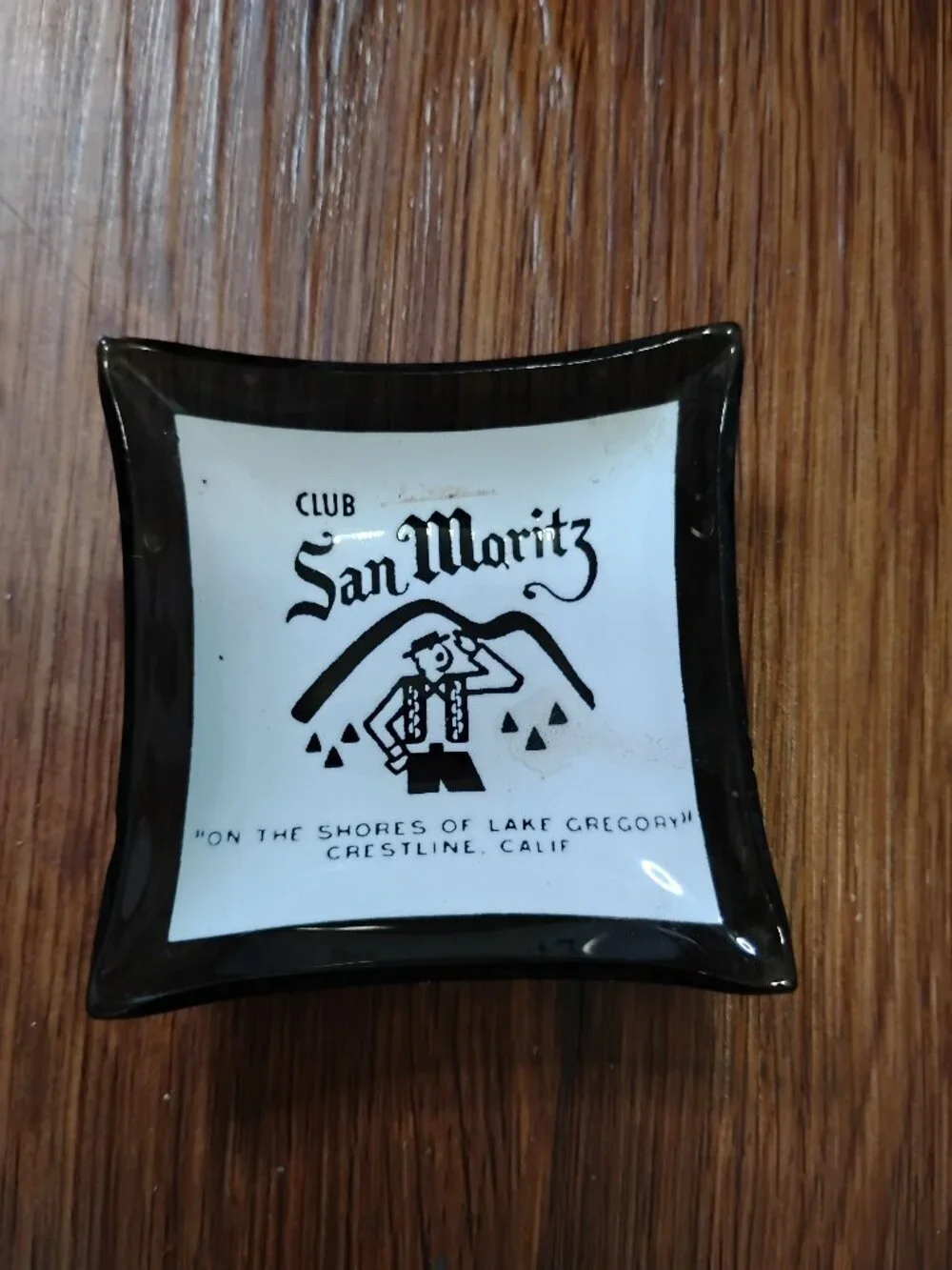 Vintage Houze Art Club San Maritz Glass Ashtray Trinket Dish